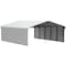 Arrow Storage Products Galvanized Steel Carport, W/ 2-Sided Enclosure, Compact Car Metal Carport Kit, 20'x24'x9', Eggshell CPH202409ECL2 - alternate 1